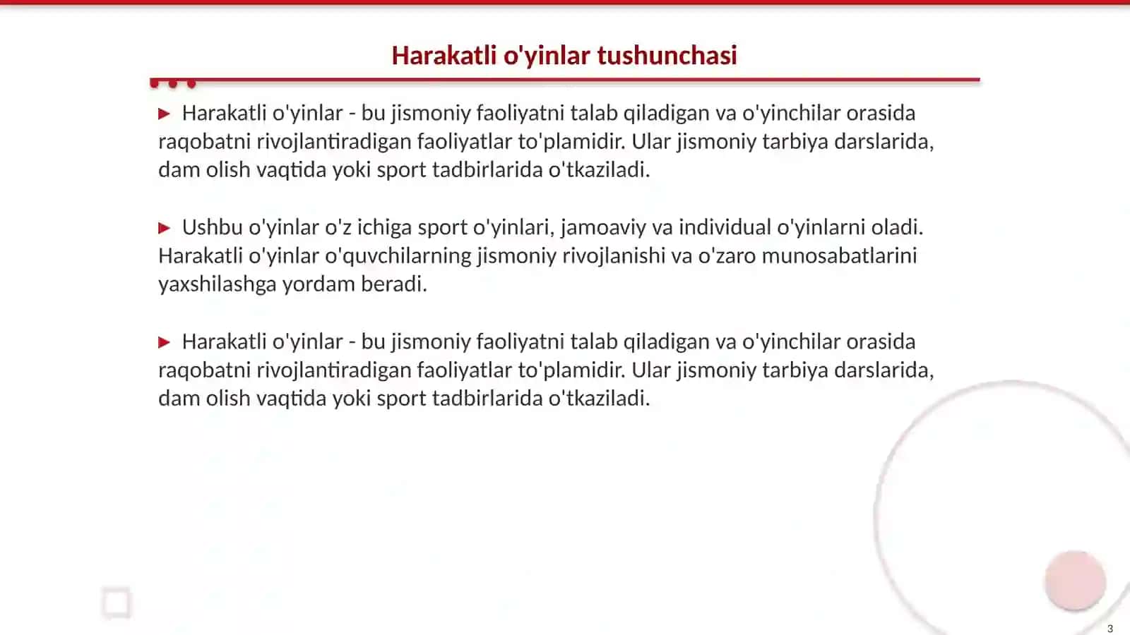 Harakatli o'yinlarni tashkil qilish va o'tkazish 3
