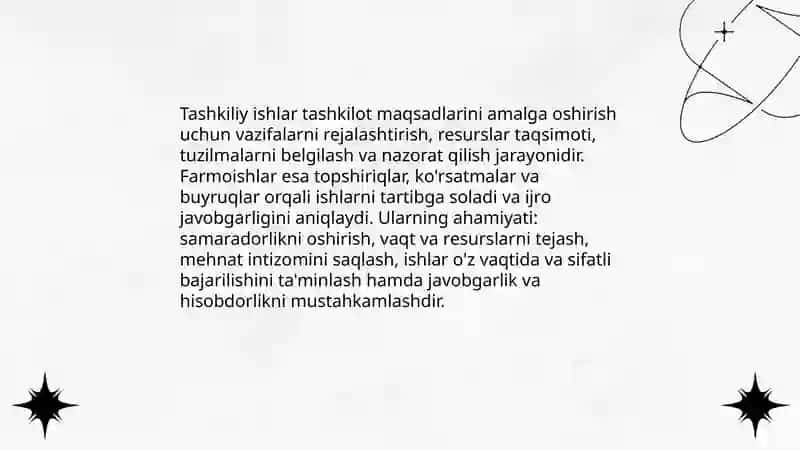 Tashkiliy ishlar va farmoishlar haqida tushuncha 3