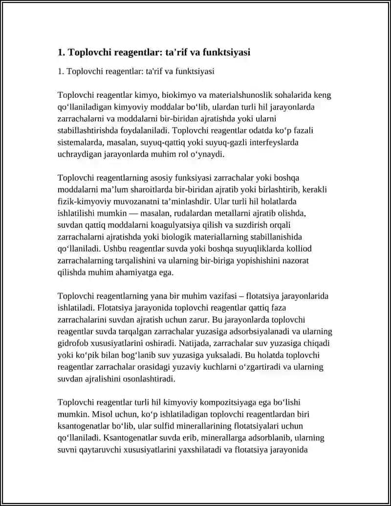 TOPLOVCHI REAGENTLAR HAQIDA MA’LUMOT VA ULARNING ZARRACHALARGA TA’SIRI 3