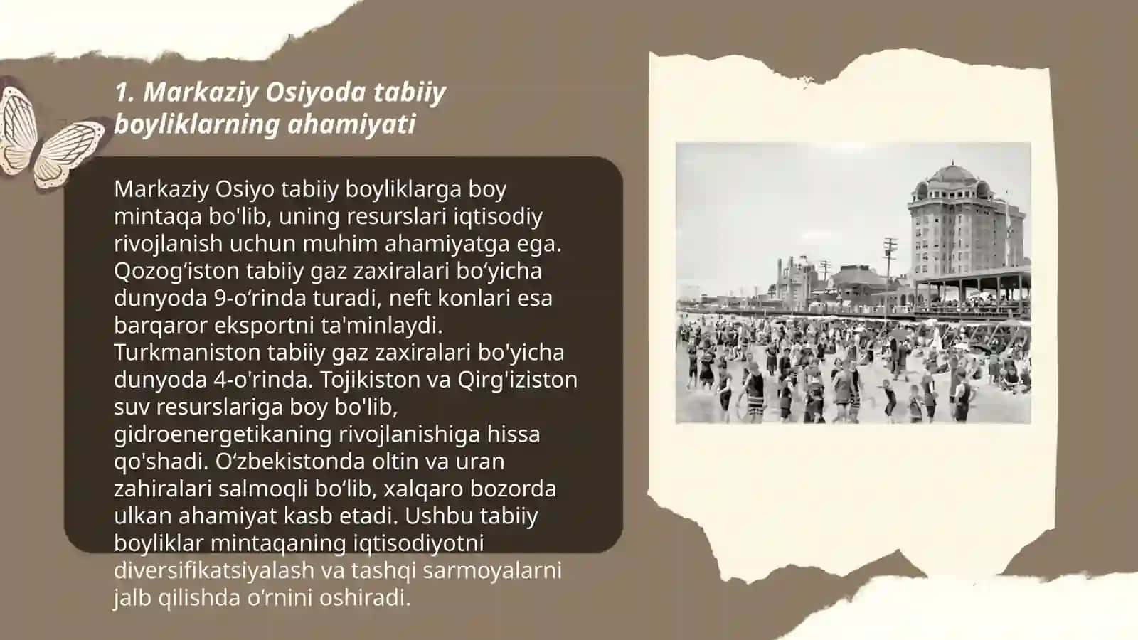 Markaziy Osiyo tabbiy boyliklarini oʻzlashtirish Rossiya mustamlakachlik siyosatining bosh maqsadi sifatida 3