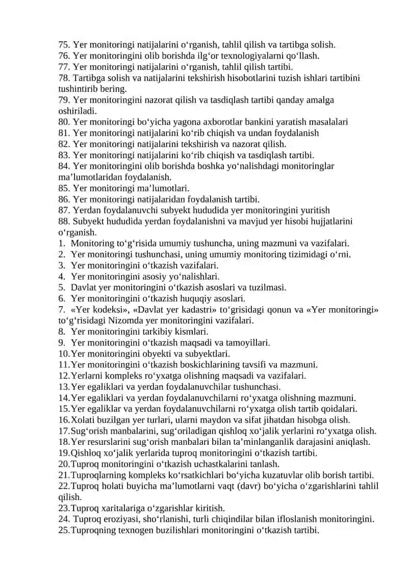 Yer monitoringi fanidan Nazorat savollari 3