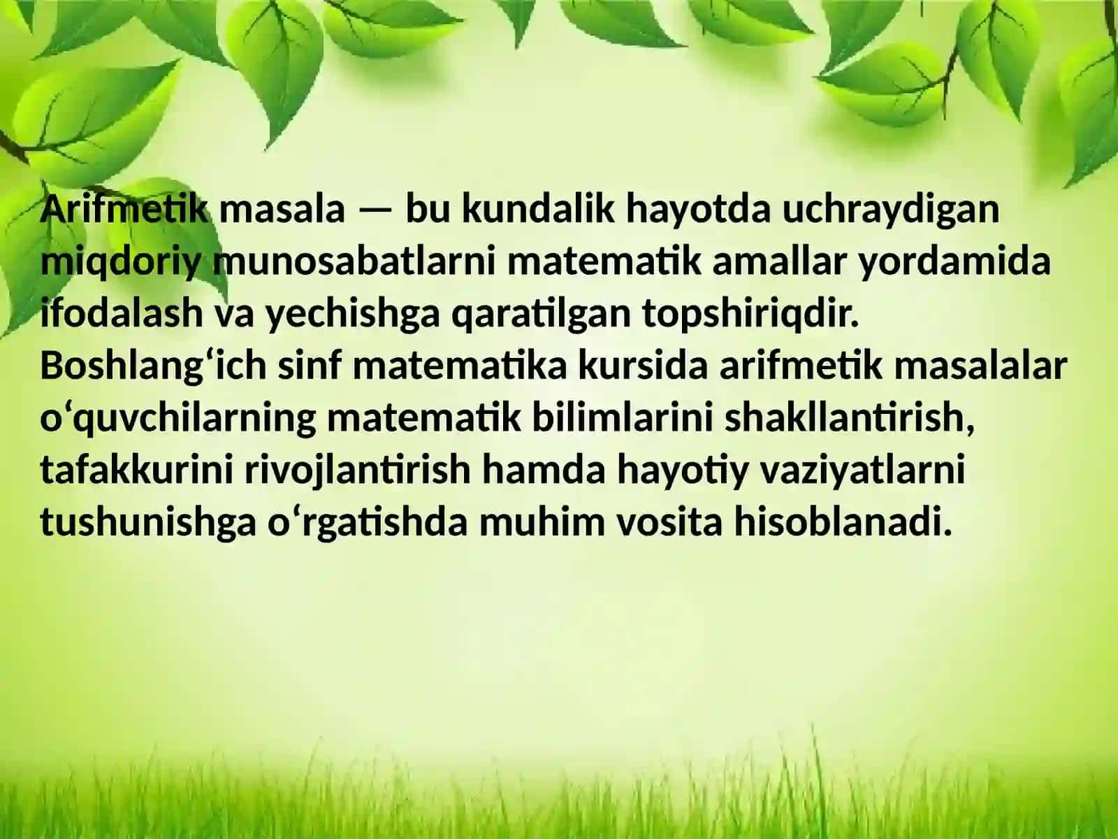 Arifmetik masalalariyechishgao'rgatishmetodikasi 3
