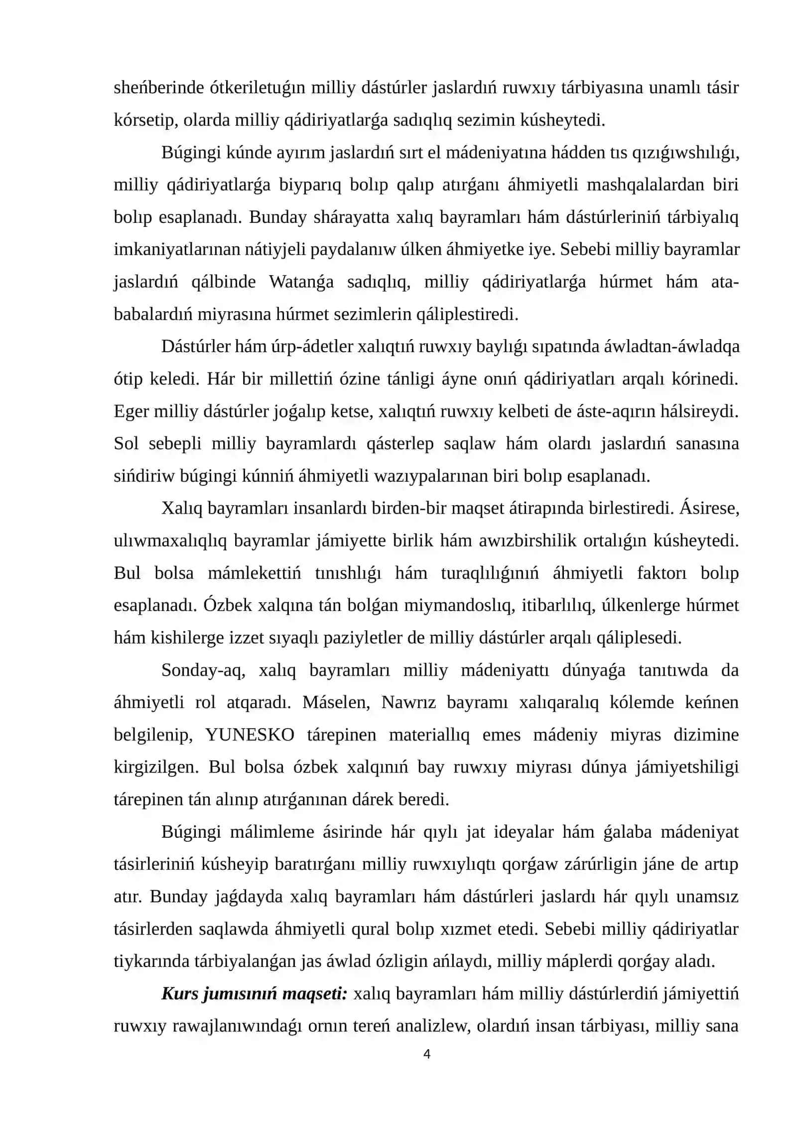 Jámiyet mánáwiy όmirin kόteriwde xalıq bayramları hám dástúrlerdiń áhmiyeti 3