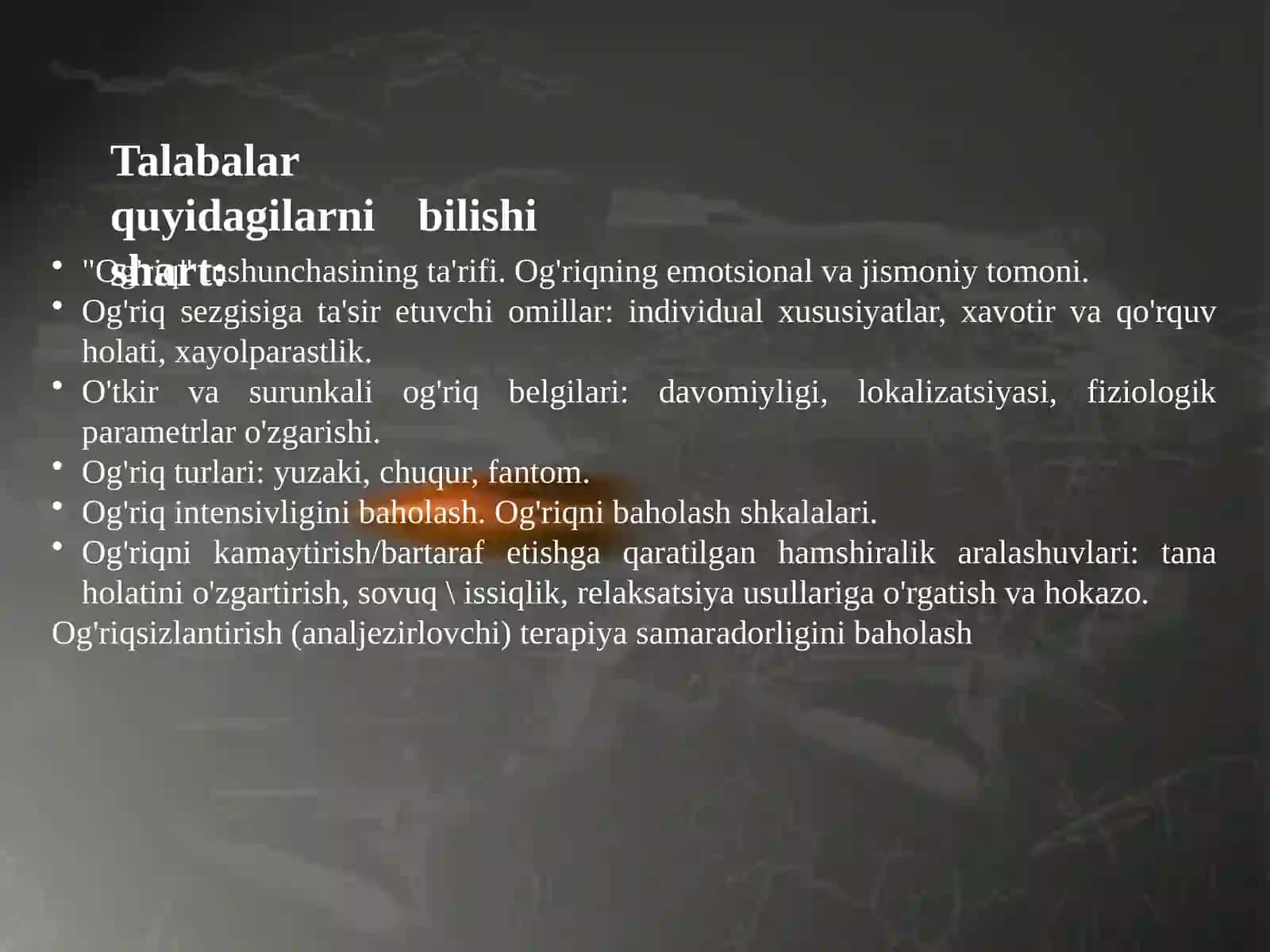 Og'riq sindromida hamshiralik yordami 3