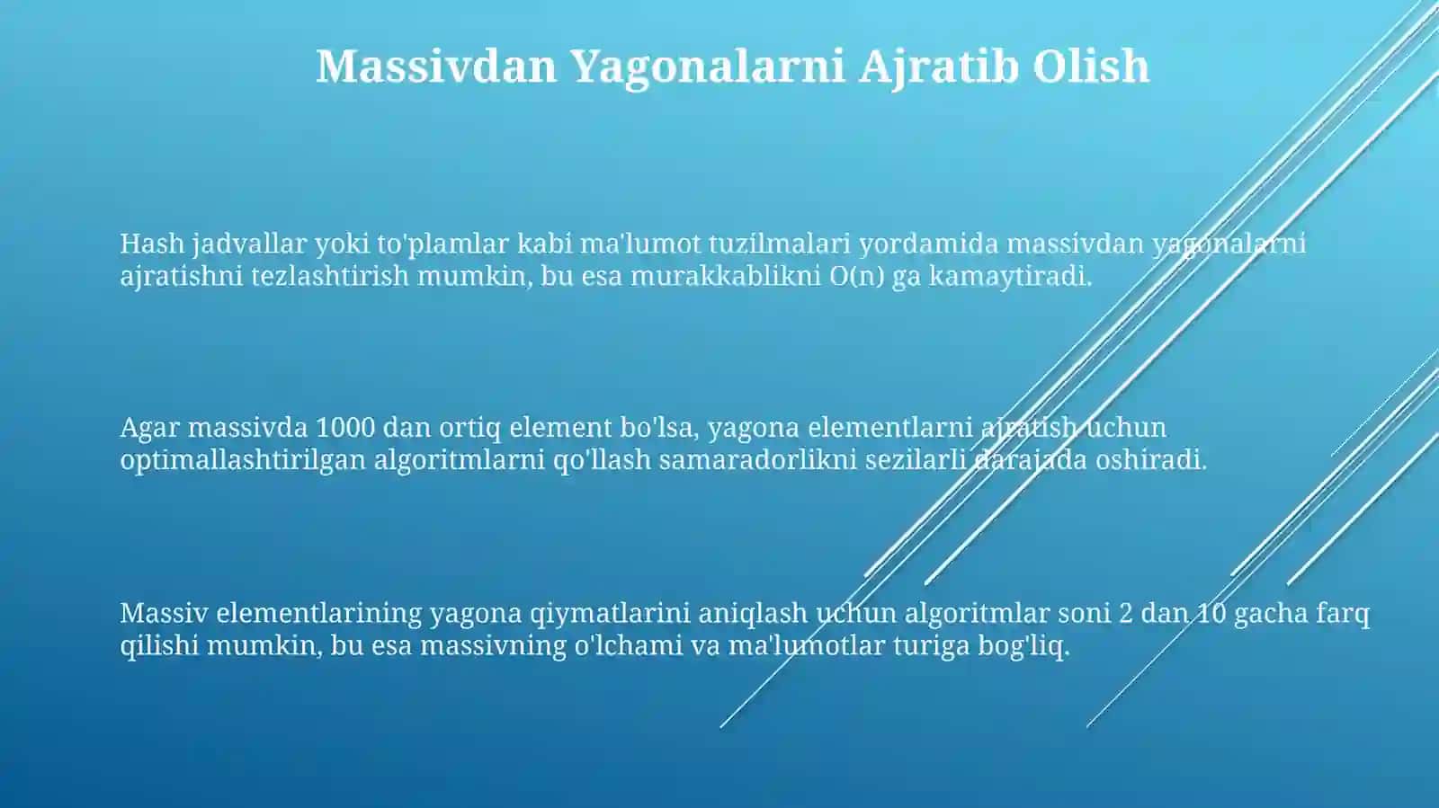 Yagona Elementlarni Ajratib Olish 3