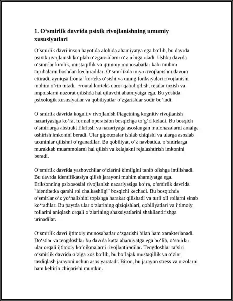 OʻSMIRLIK DAVRIDA PSIXIK RIVOJLANISH XUSUSIYATLARI 3