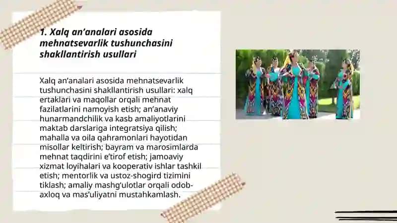 Xalq anʼanalari asosida o'quvchilarni mehnatsevarlik ruhida tarbiyalash 3