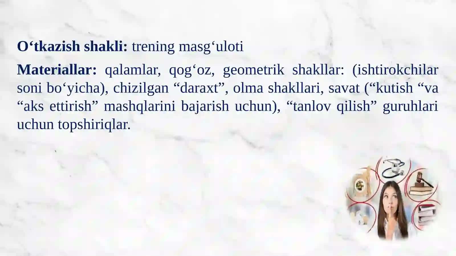 Kasbgayo‘naltirish bo‘yicha trening mashg‘uloti 3