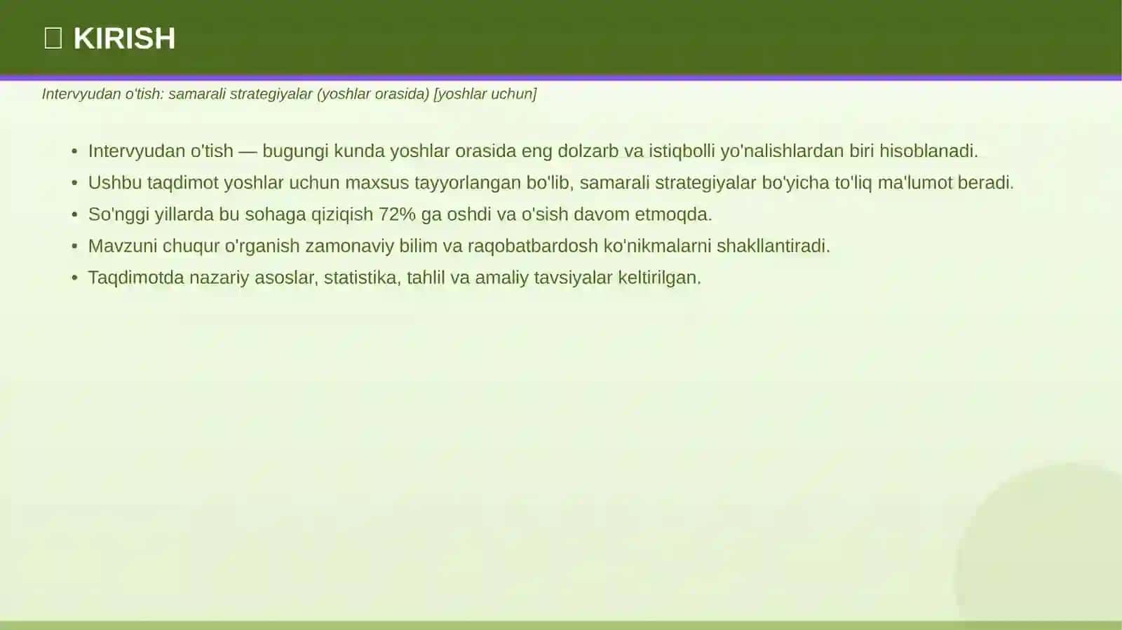 Intervyudan o'tish: samarali strategiyalar (yoshlar orasida) 3
