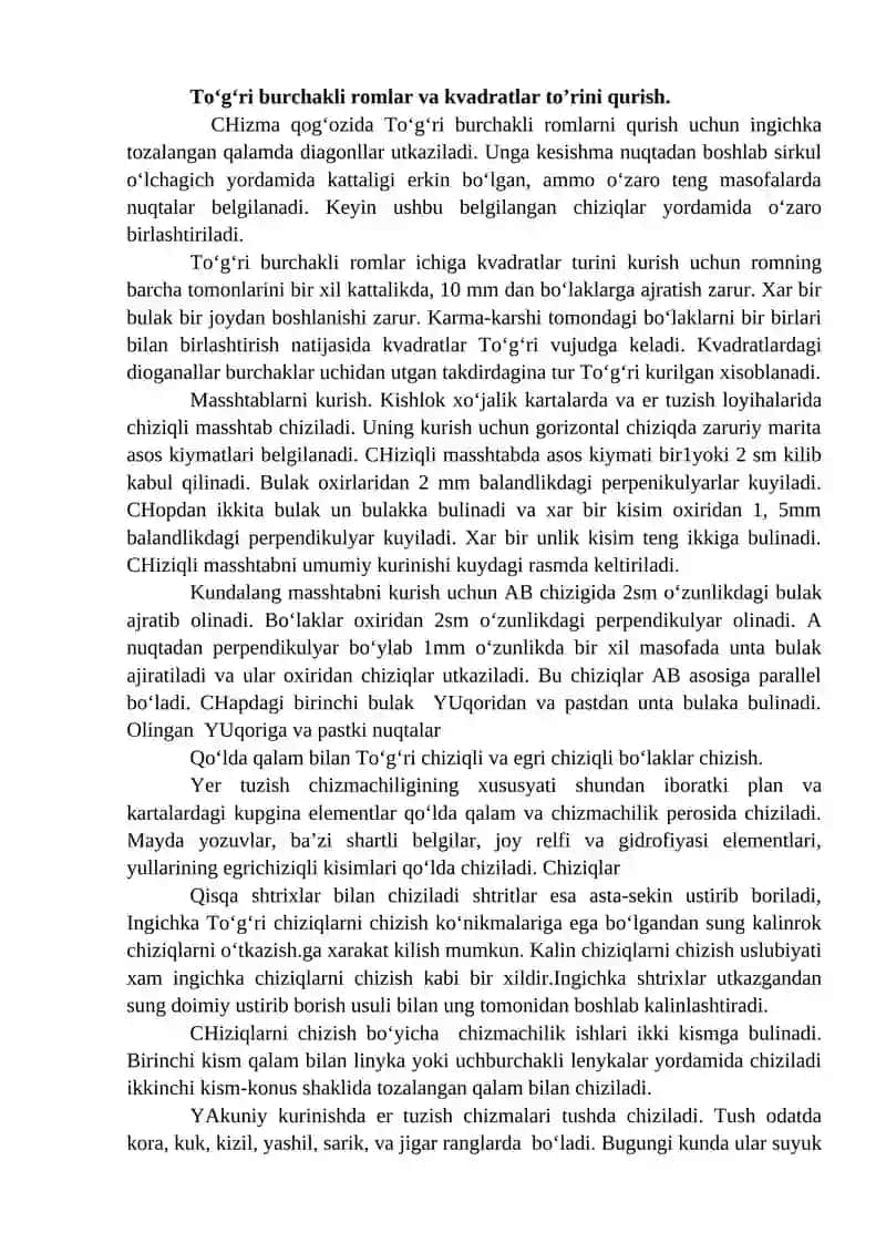 CHizmachilik qurollari va va chizmachilik anjomlari bilan chizishni o‘rganish 3