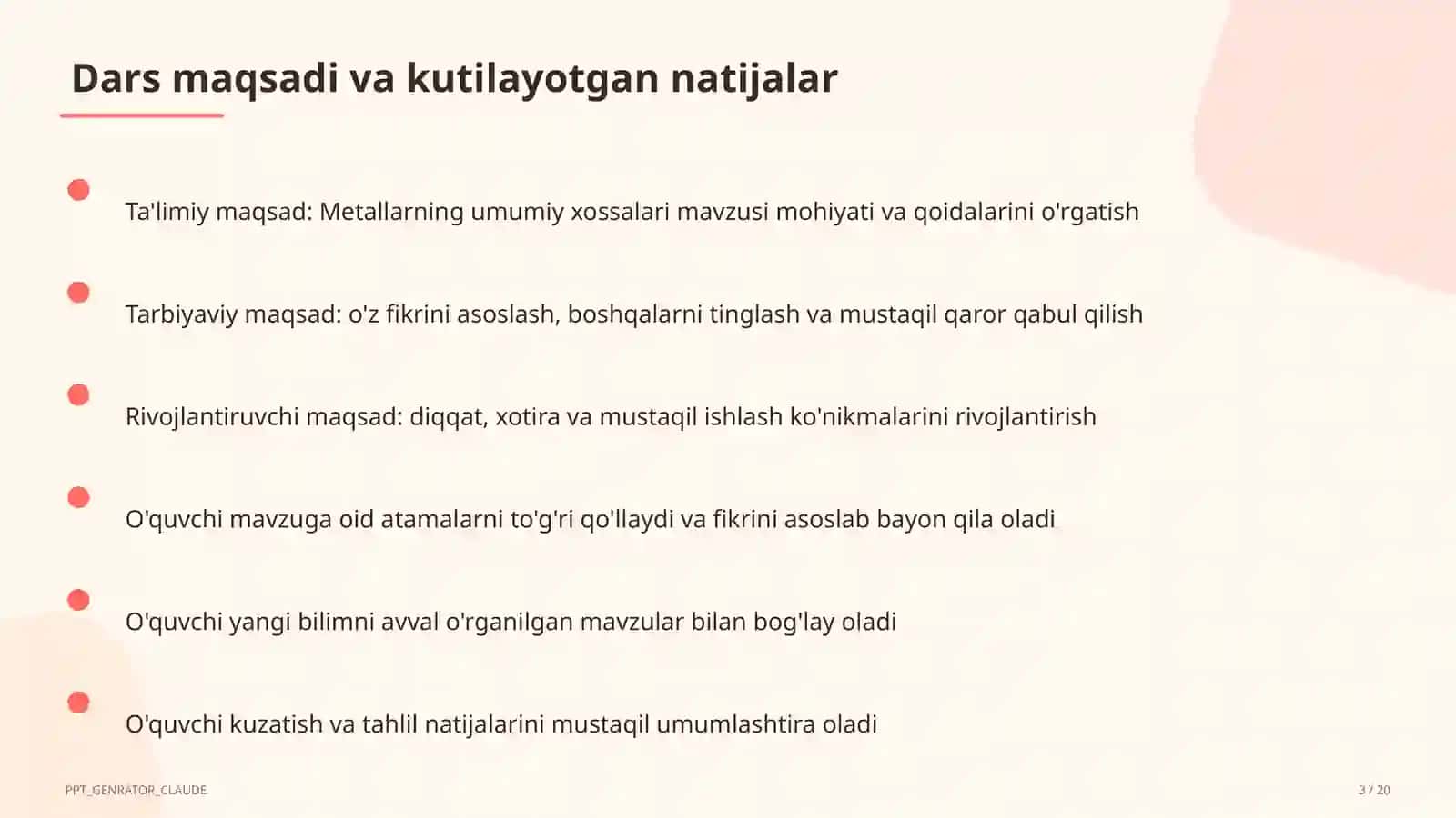 Metallarning umumiy xossalari (9-sinf) 3