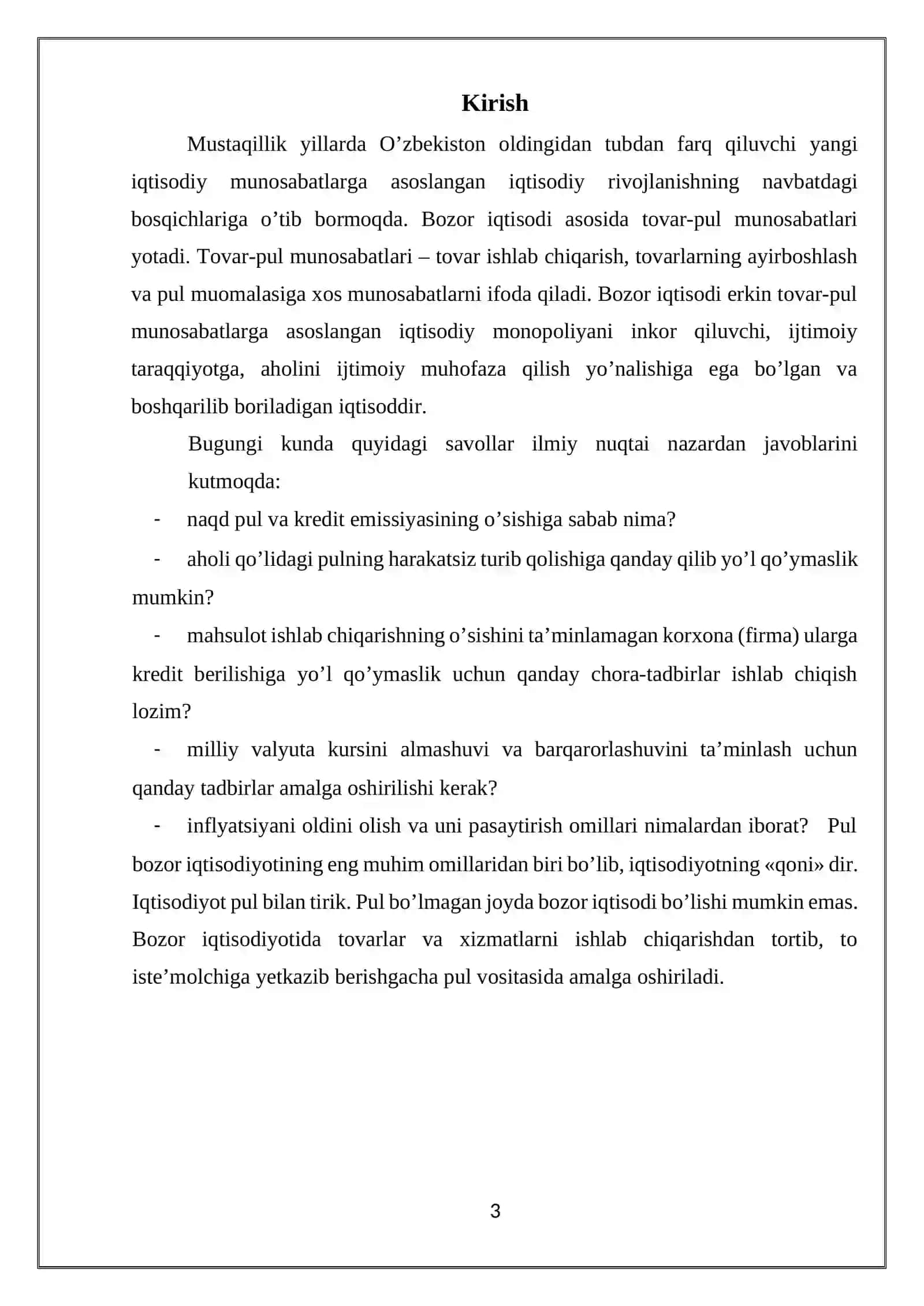 “PUL TIZIMI EVOLYUTSIYASI VA UNING TURLARI” MAVZUSIDAGI KURS ISHI 3