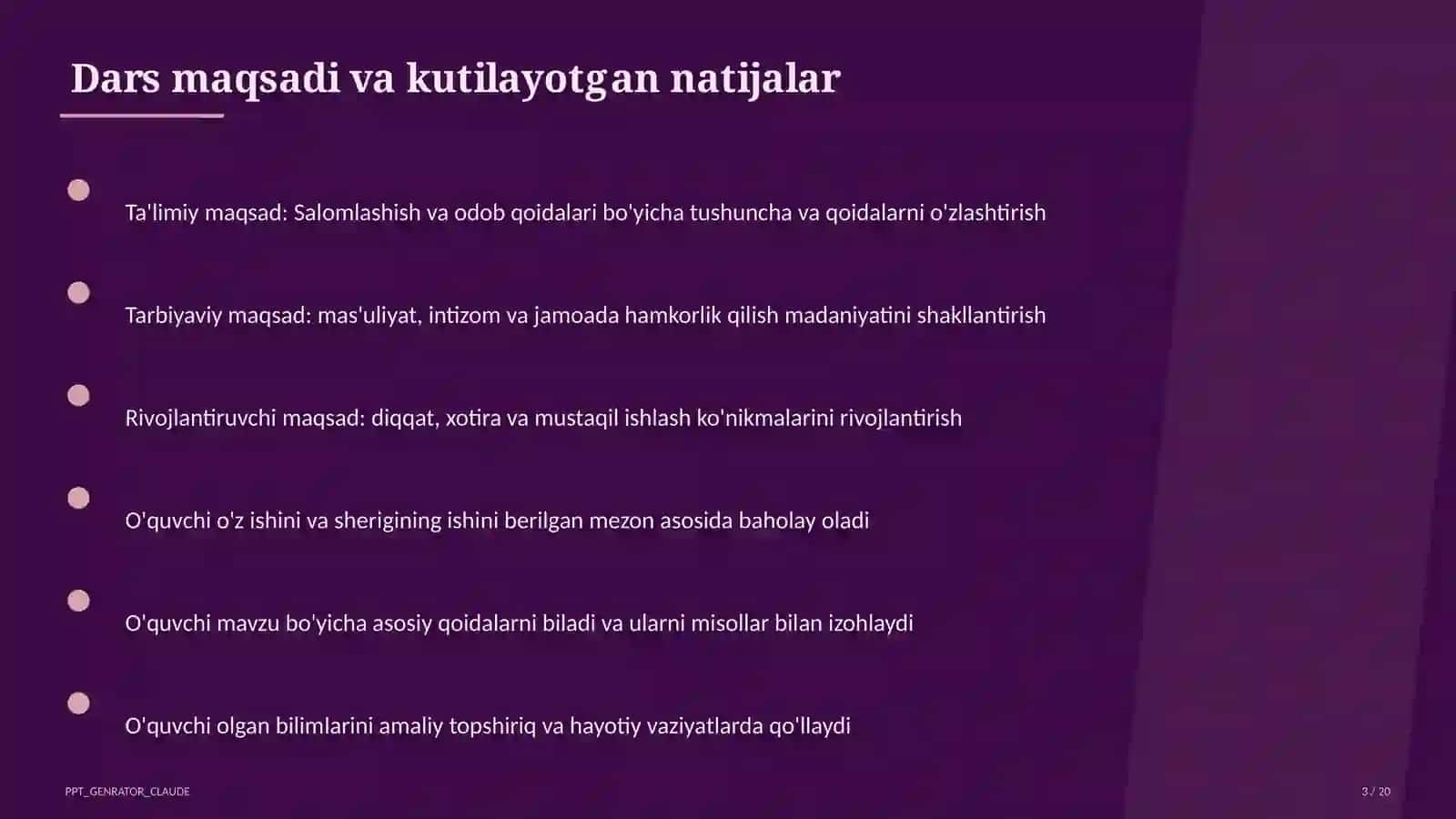 Salomlashish va odob qoidalari (1-sinf) 3
