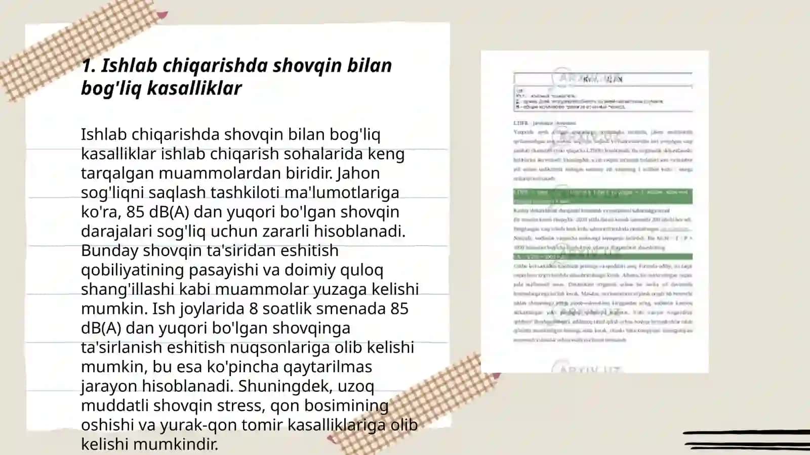 Ishlab chiqarishda shovqin bilan bog'liq kasalliklar 3