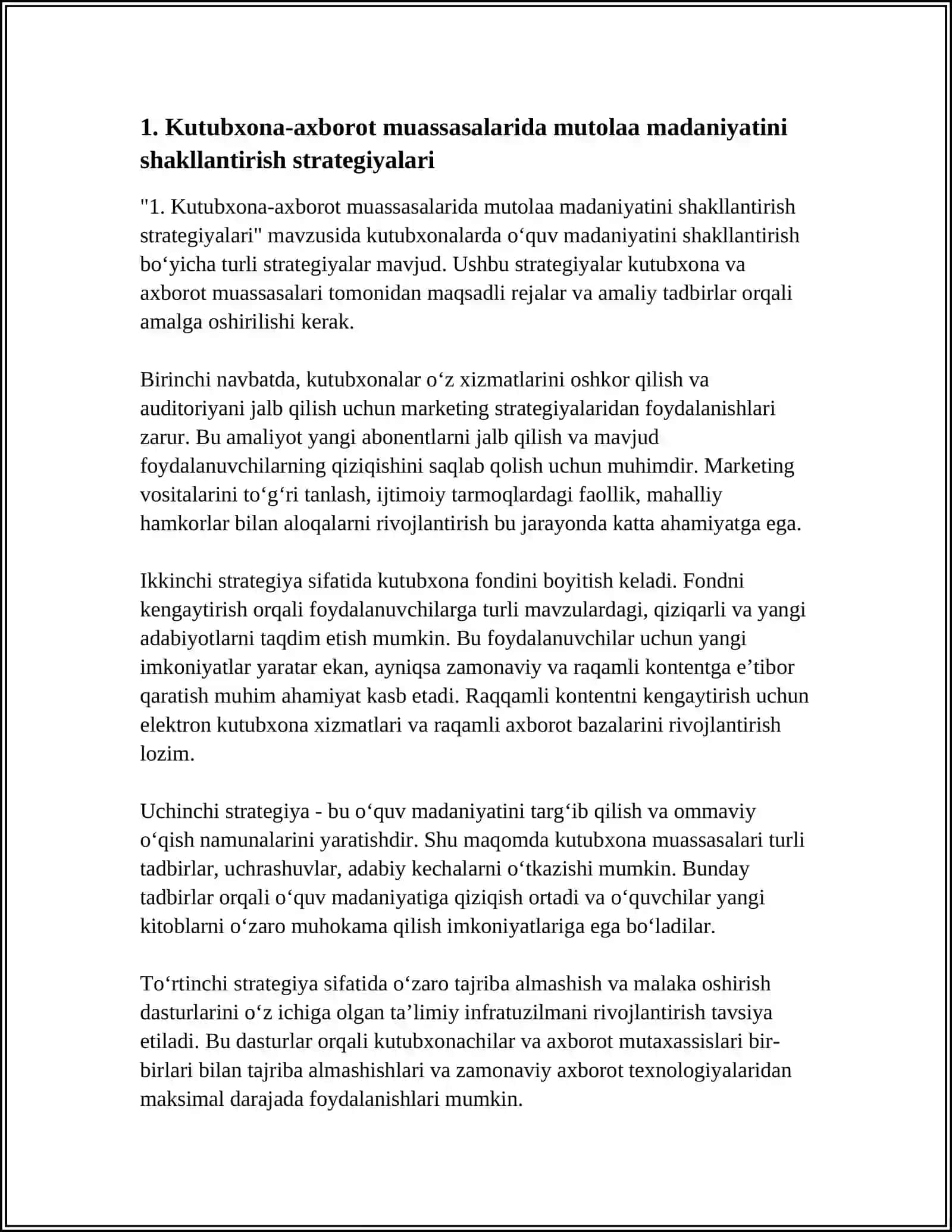 "Kutubxona-axborot muassasalarida mutolaa madaniyatini shakllantirish" 3
