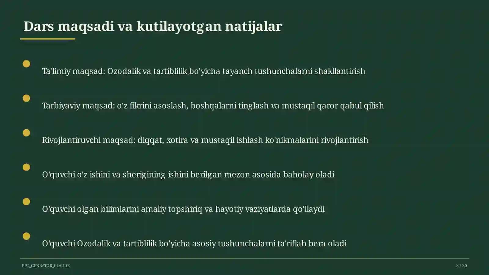 Tartibi va Ozodlik (1-Sinf) 3