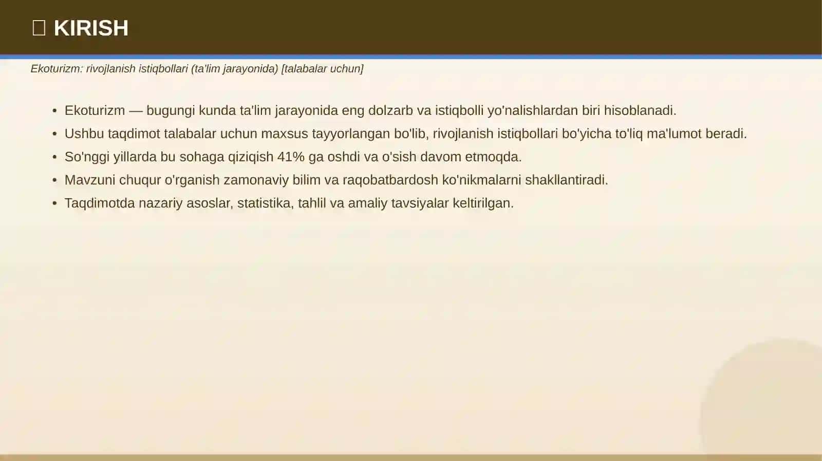 Ekoturizm: rivojlanish istiqbollari (ta'lim jarayonida) 3