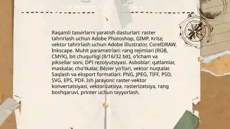 Raqamli tasvirlarni yaratish va qayta ishlash uchun asboblar toʻplami 3