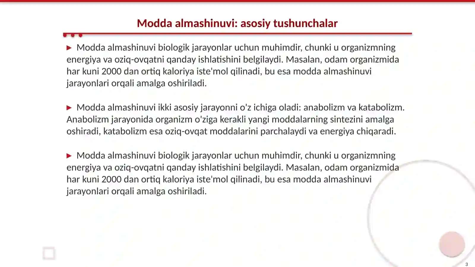 Modda va energiya almashinuvi 3