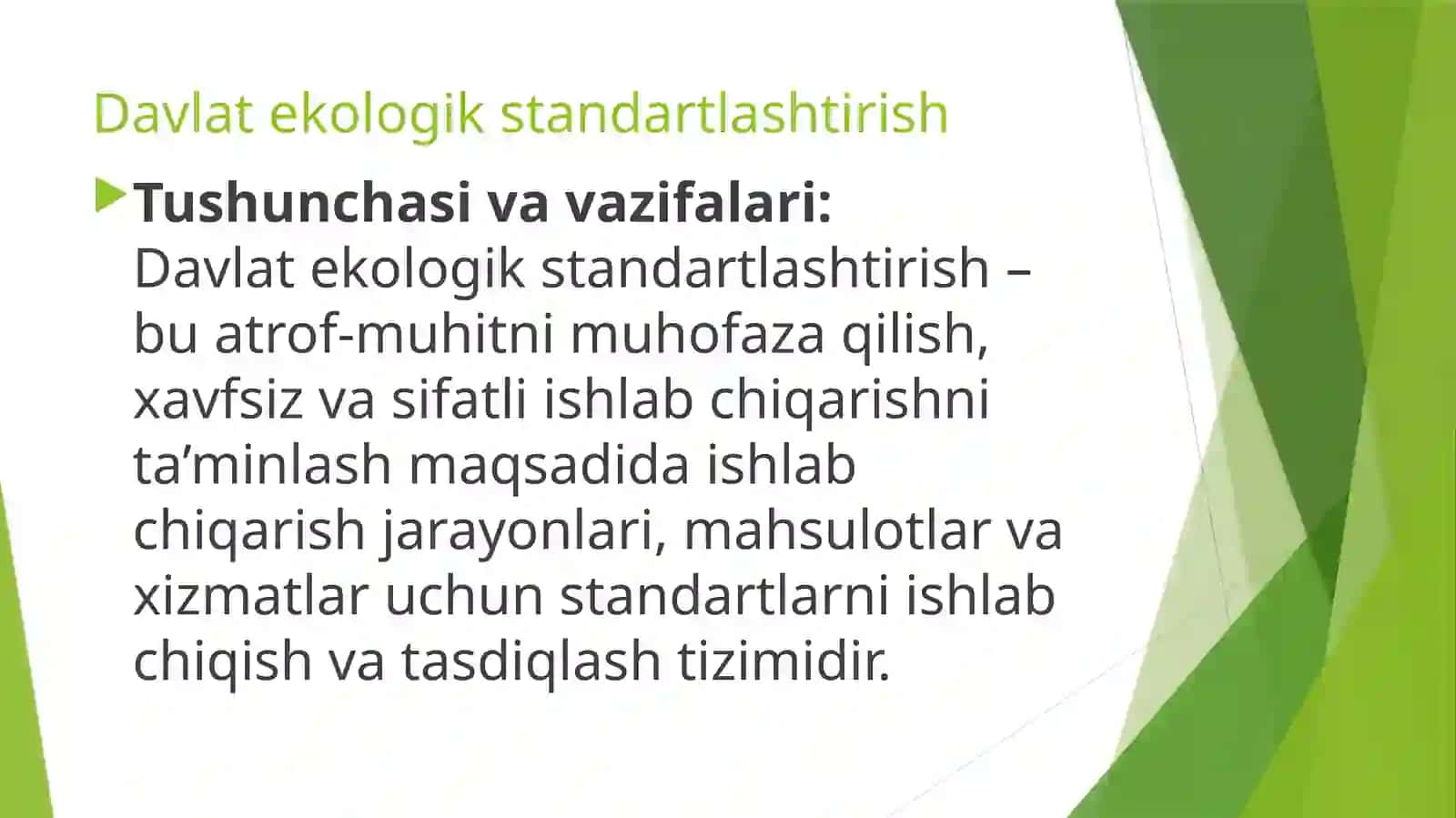 DAVLAT EKALOGIK STANDARTLASHTIRISH SERFIKATLASH TIRISH VAMEYORLASHTIRISH 3