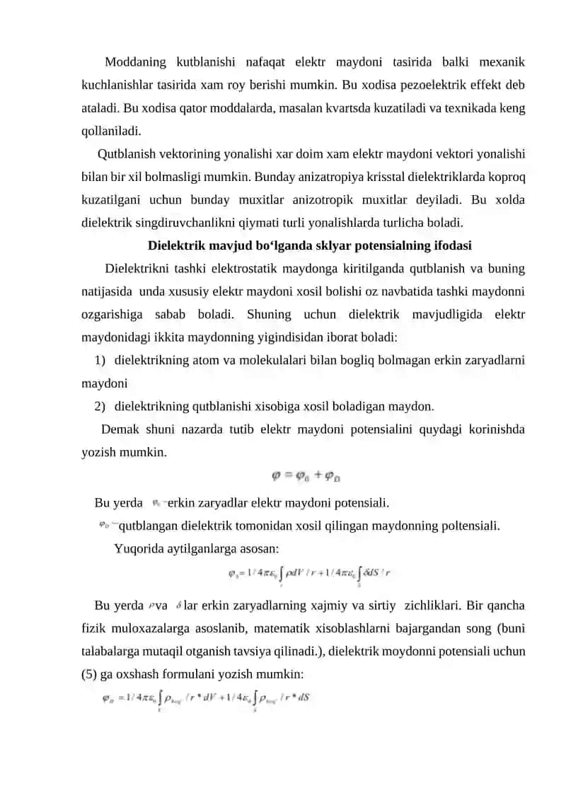 Elektrostatik maydondagi dielektriklar 3