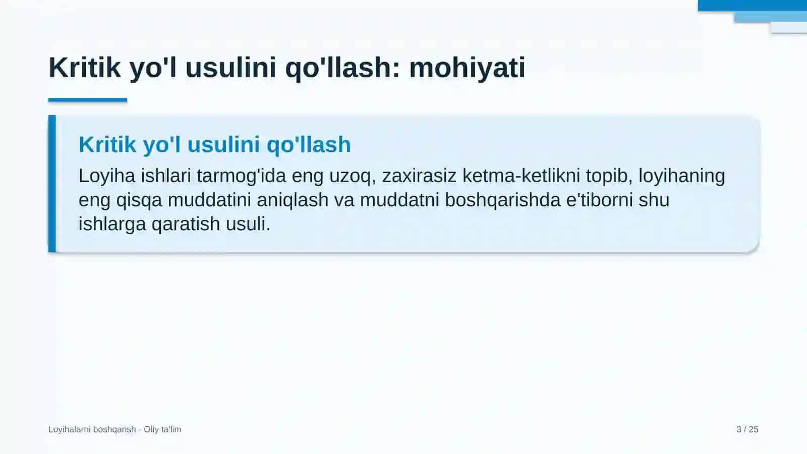 Kriminalistika laboratoriyalarida kritik yo'l usulini qo'llash 3