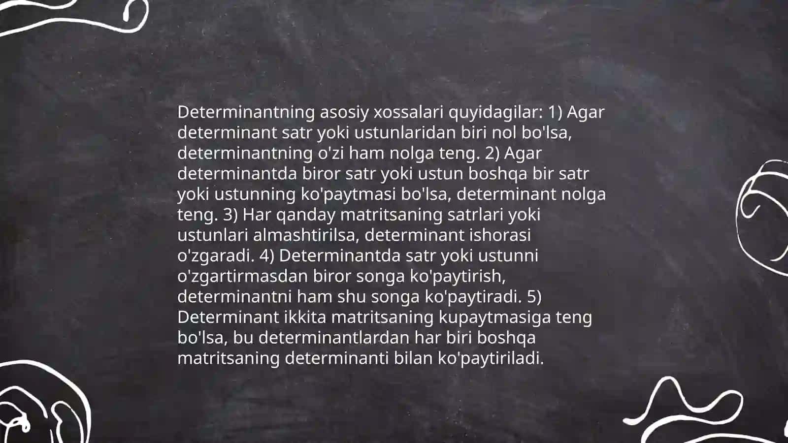 Determinantlarning qoshimcha xossalari 3