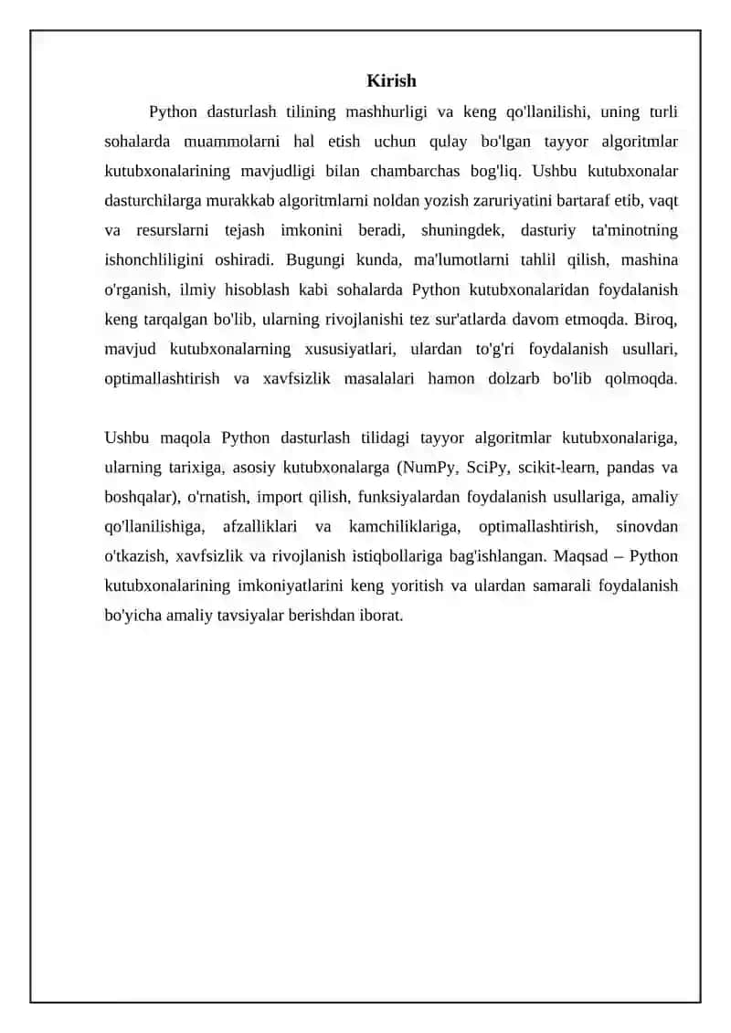 Pythonda tayyor algoritmlar kutubxonalari va u bilan ishlash 3