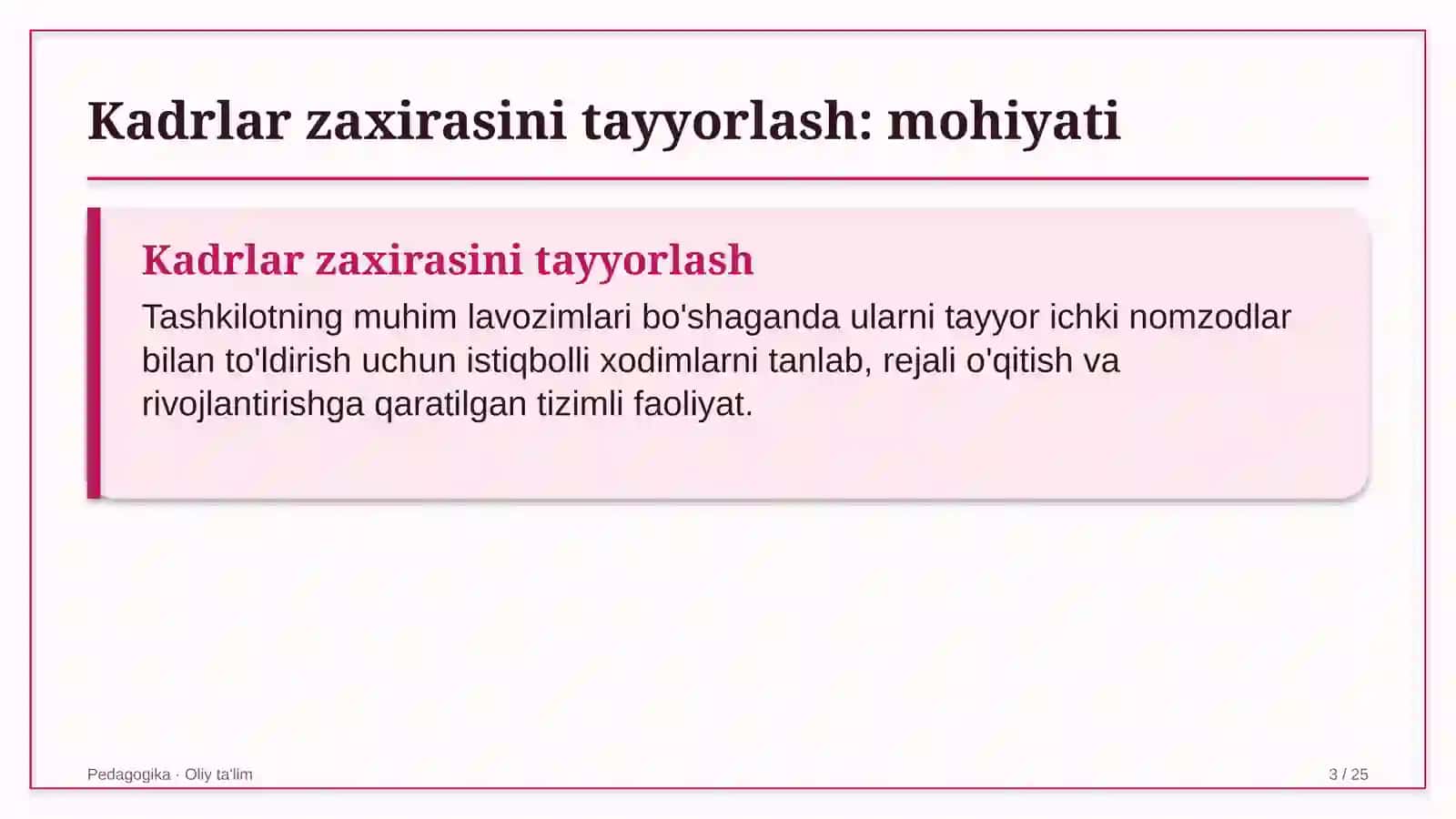 Madaniyat markazlarida kadrlar zaxirasini tayyorlash 3