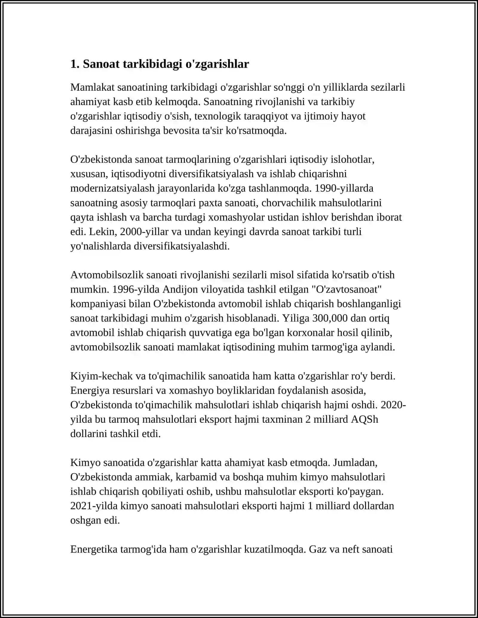 IQTISODIYOTDAGI TARKIBIY O'ZGARISHLAR VA UNING IQTISODIY MUVOZANATGA TA'SIRI 3