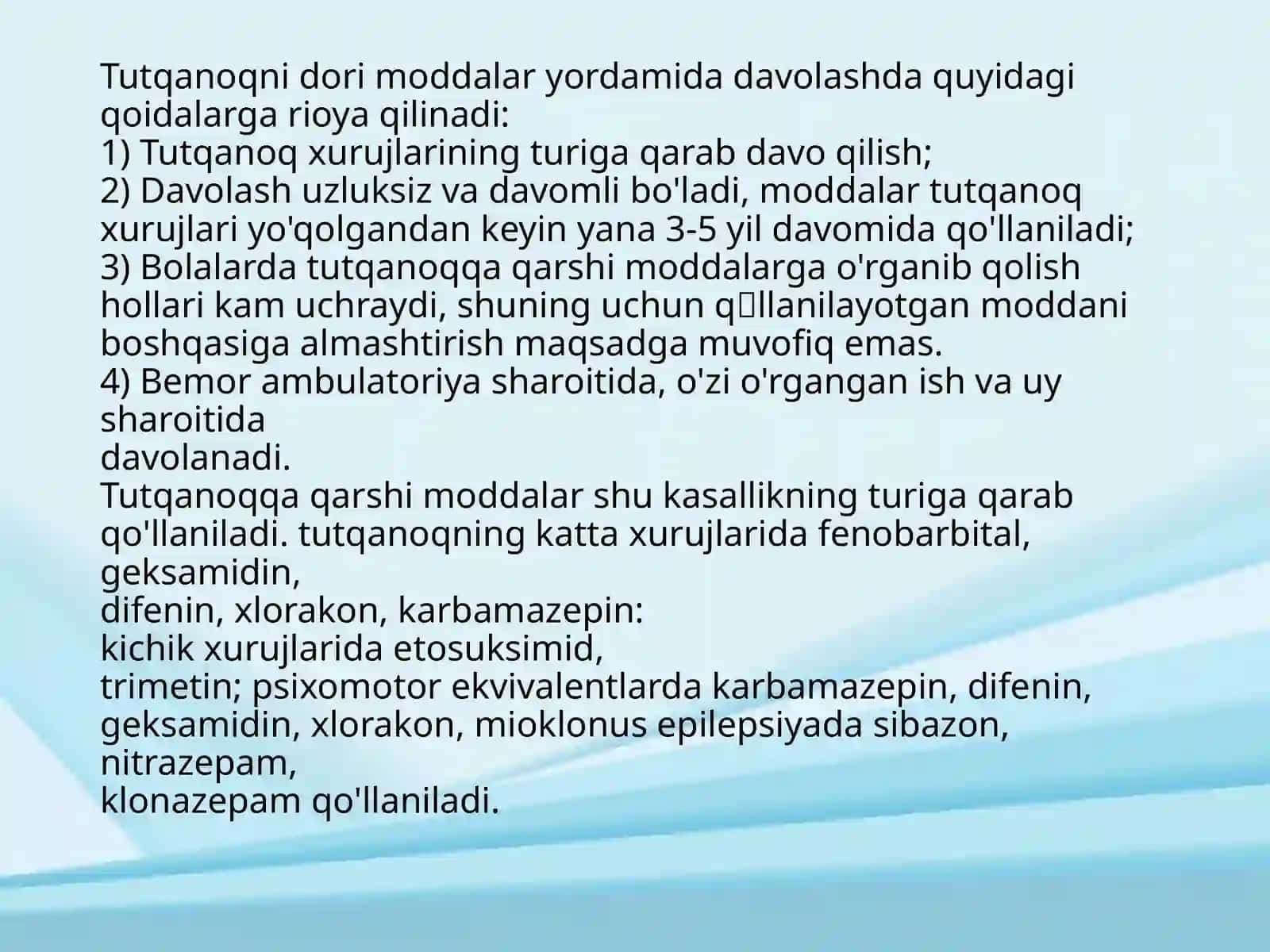 Tutqanoqqa va parkinsonizmga qarshi moddalar 3