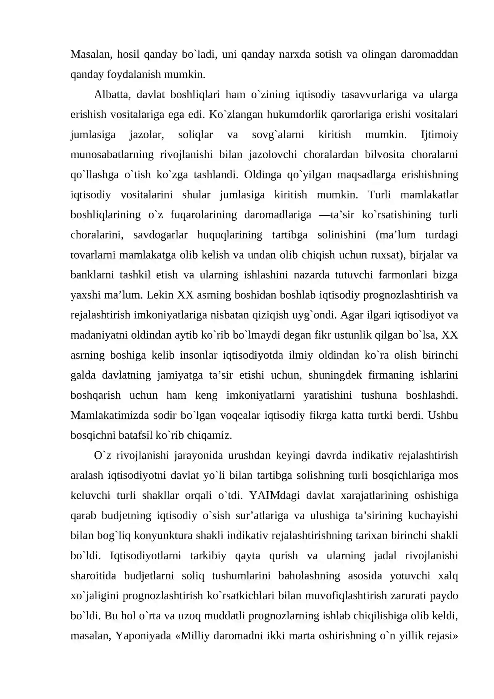 Indikativ rejalashtirishning evolyutsion rivojlanishi va tartibga solinishi 3