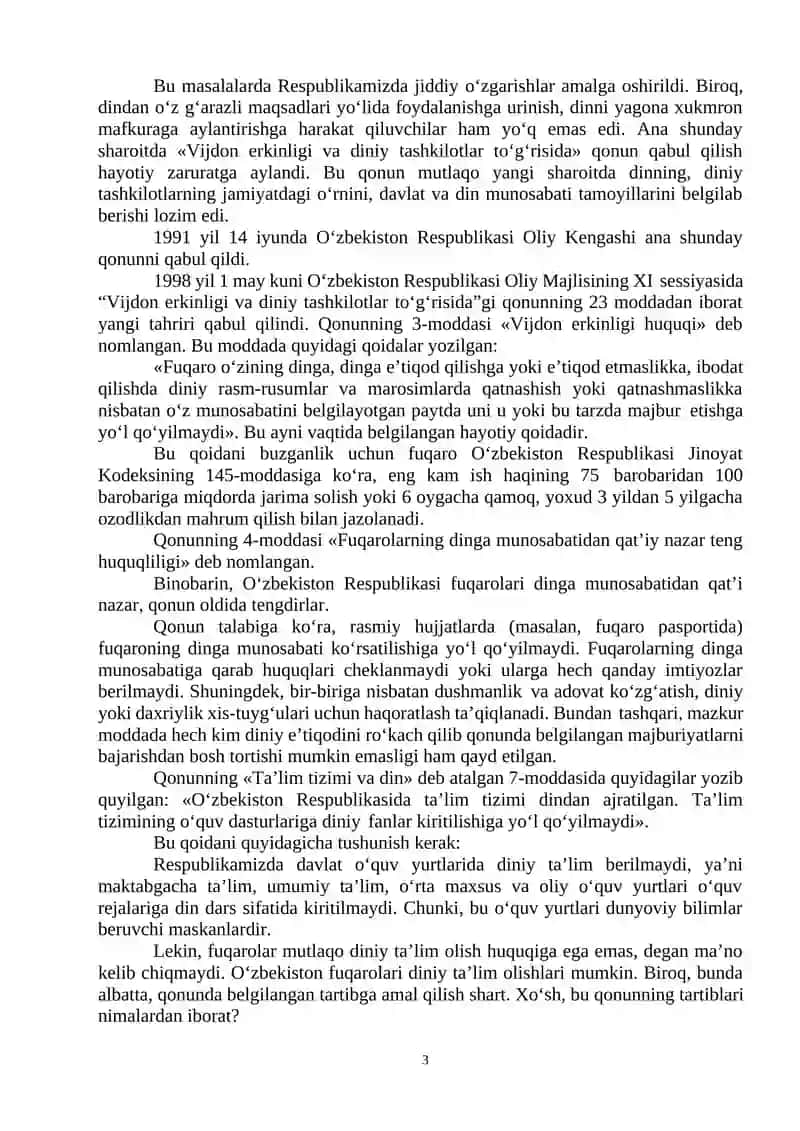 Vijdon Erkinligi Tushunchasi 3