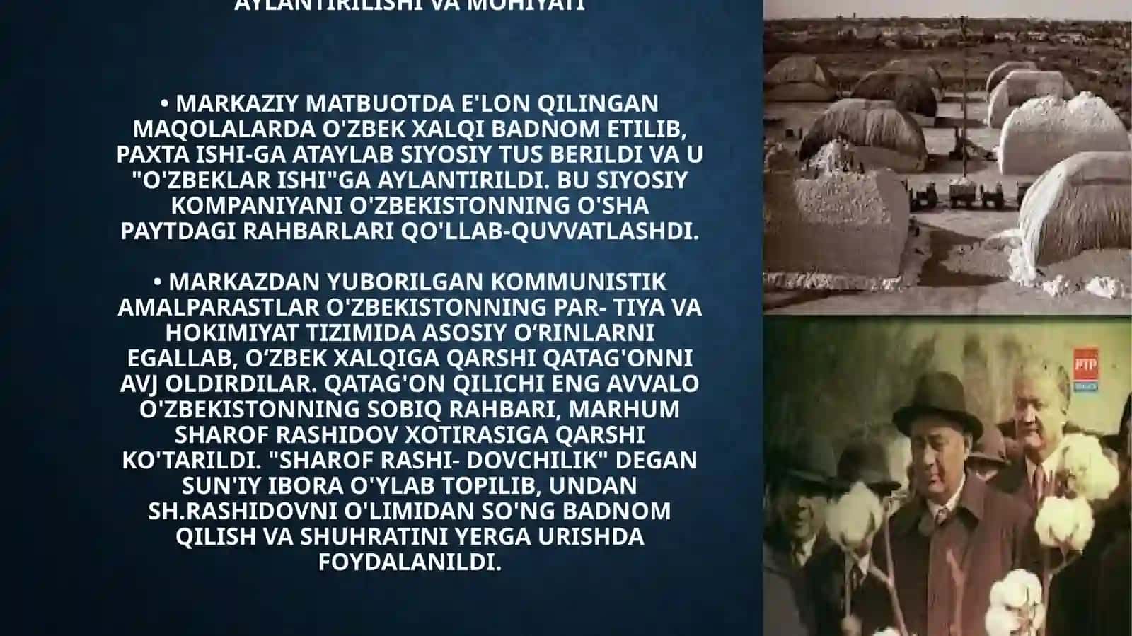 O'zbekistonda paxta ishlab chiqarish bo'yicha qibatlari 3