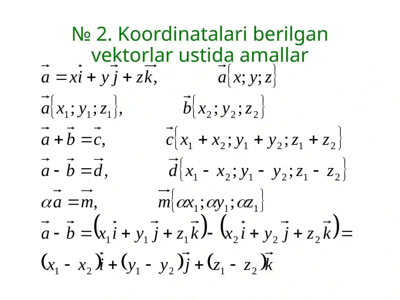Vektorlar ustida amallar 3
