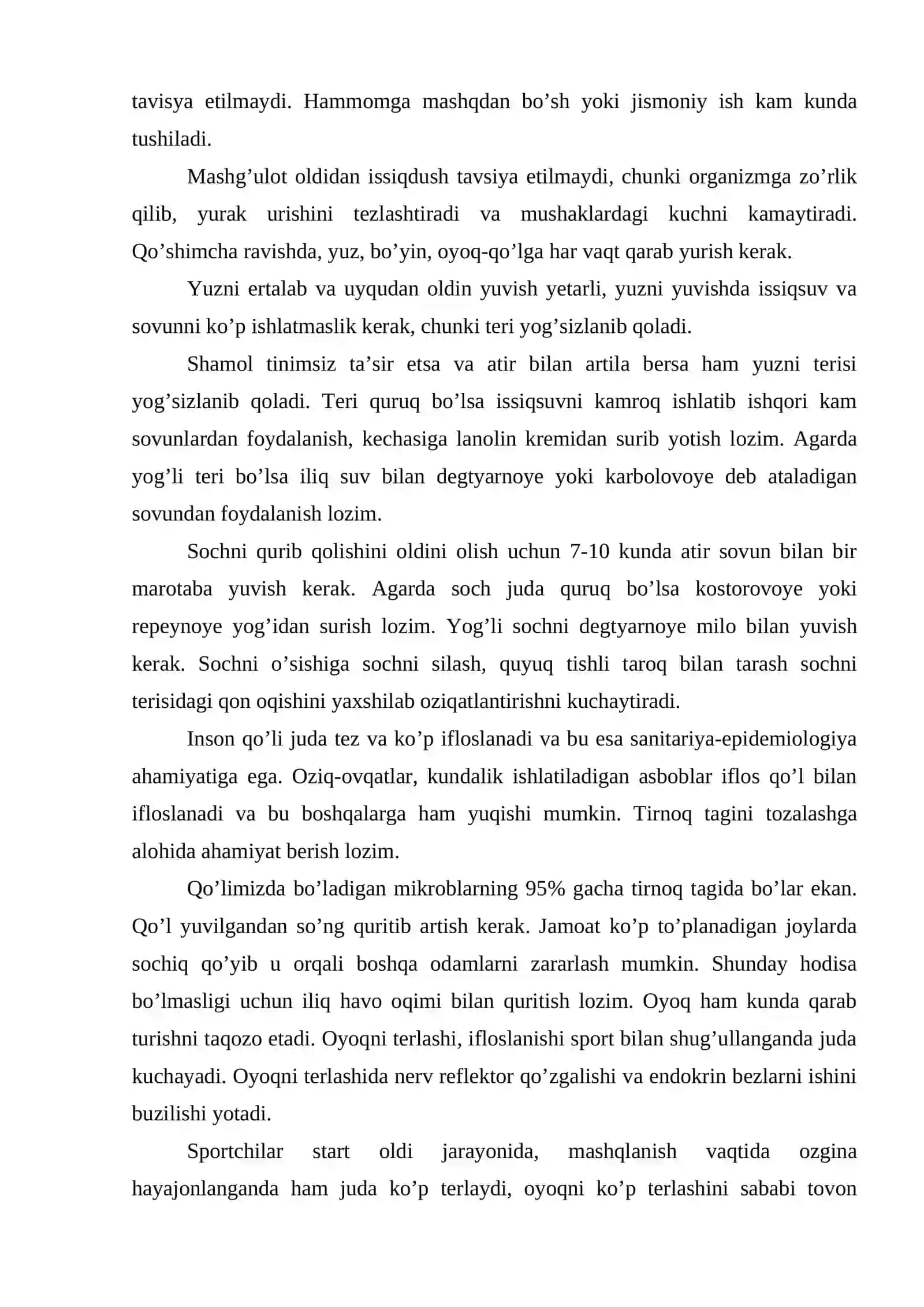 Shaxsiy Gigiyena va Salomatlik 3