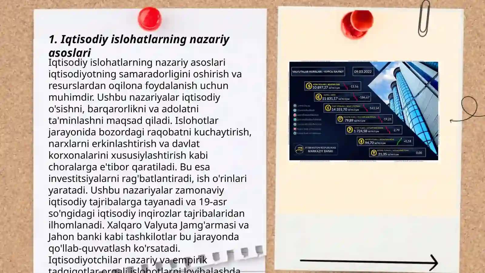 Iqtisodiy islohatlar, xususiy mulkchilikning shakillanishi. O'zbekistonda bozor munosabatlarining rivojlanishi 3