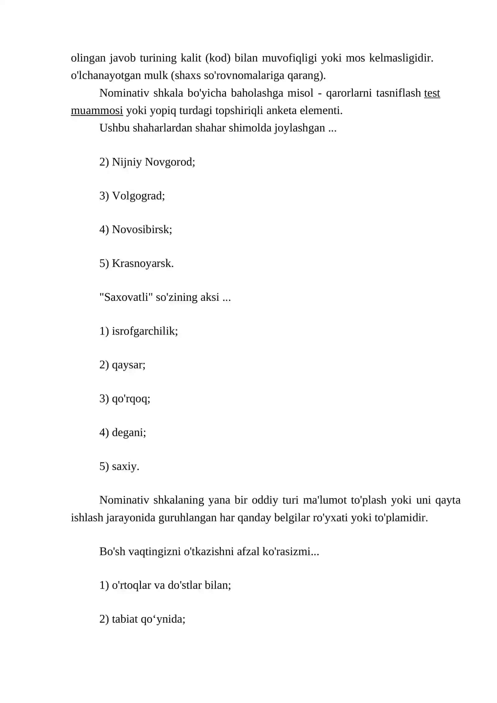 Standartlashtirish va normalar. Pedagogik o‘lchovlarda shkalalarning asosiy turlari. 3