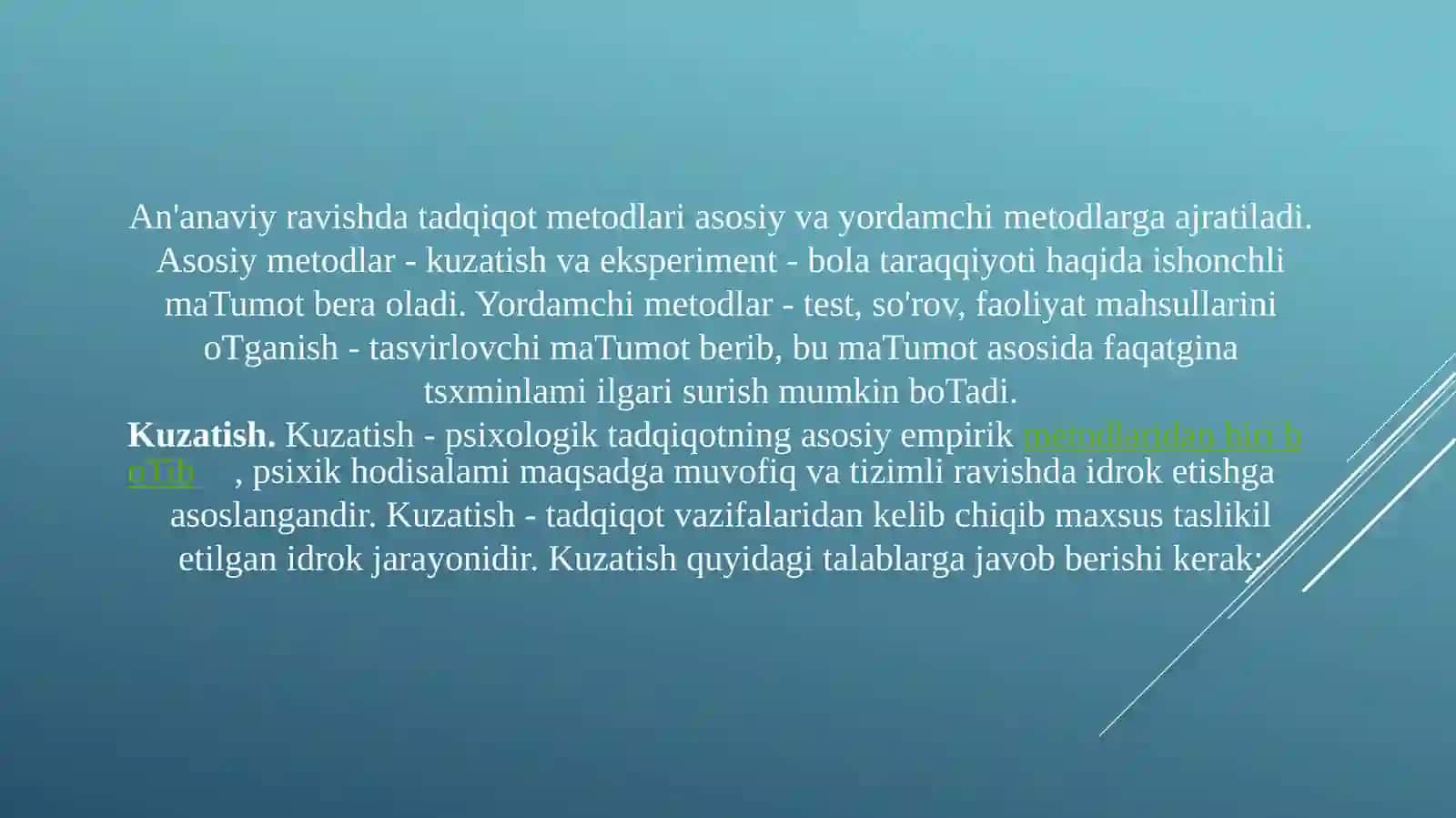 Bolalar psixologiyasi va psixodiagnostikasi fanining asosiy vayor chimetodlari 3