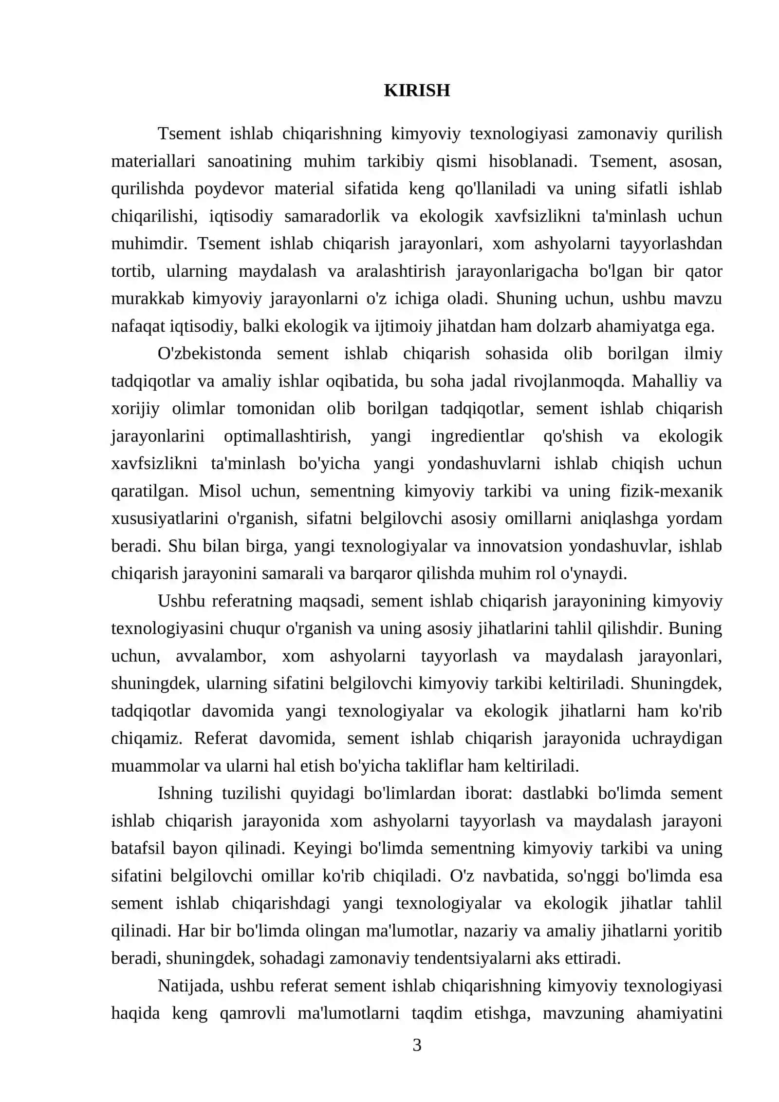 Tsement ishlab chiqarishning kimyoviy texnologiyasi 3