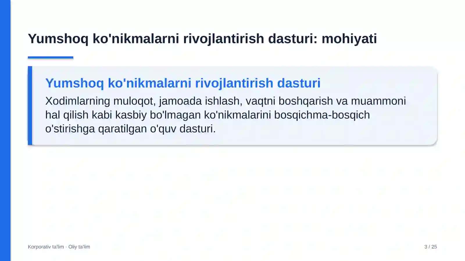 travmatologiya va ortopediya bo'limlarida yumshoq ko'nikmalarni rivojlantirish dasturi 9209 3