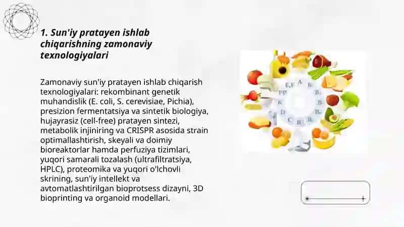 Sun'iy pratayen oziq moddalarni ishlab chiqarish va kelajakdagi imkoniyatlar 3