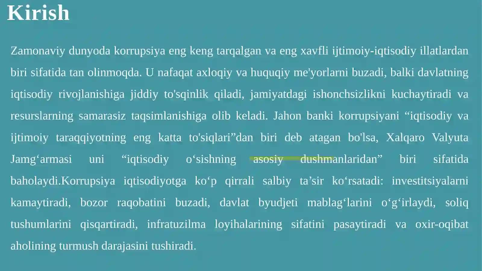 Korrupsiyaning iqtisodiyotga ta’siri 3