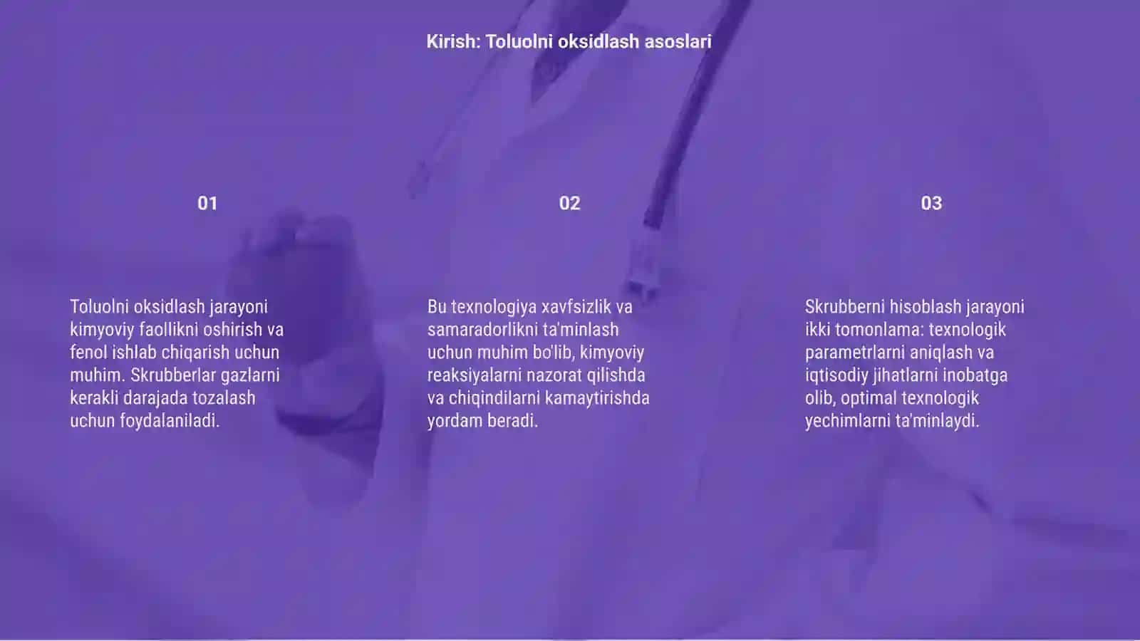 Toluolni oksidlash bilan fenol olish kimyosi va texnologiyasi uchun skrubberni hisoblash 3