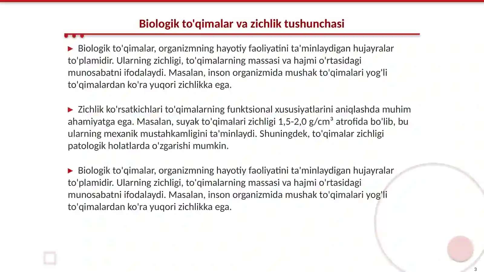 Biologik to'qimalar va qattiq jismlarning zichligini aniqlash 3