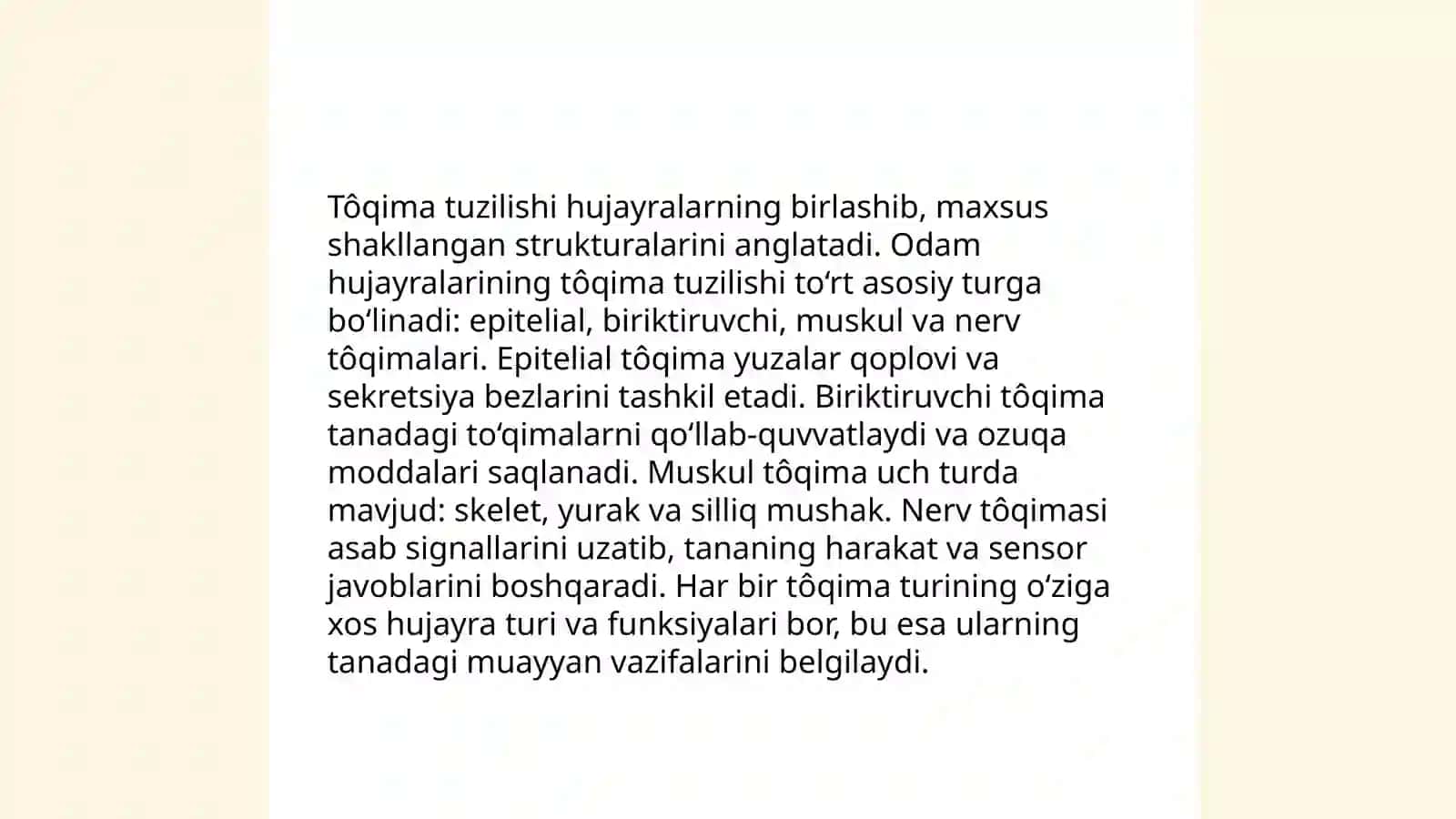 Tôqima tuzilishi,turlari. A'zo va a'zolar sistemalarini mulyajlarda ôrganish 3