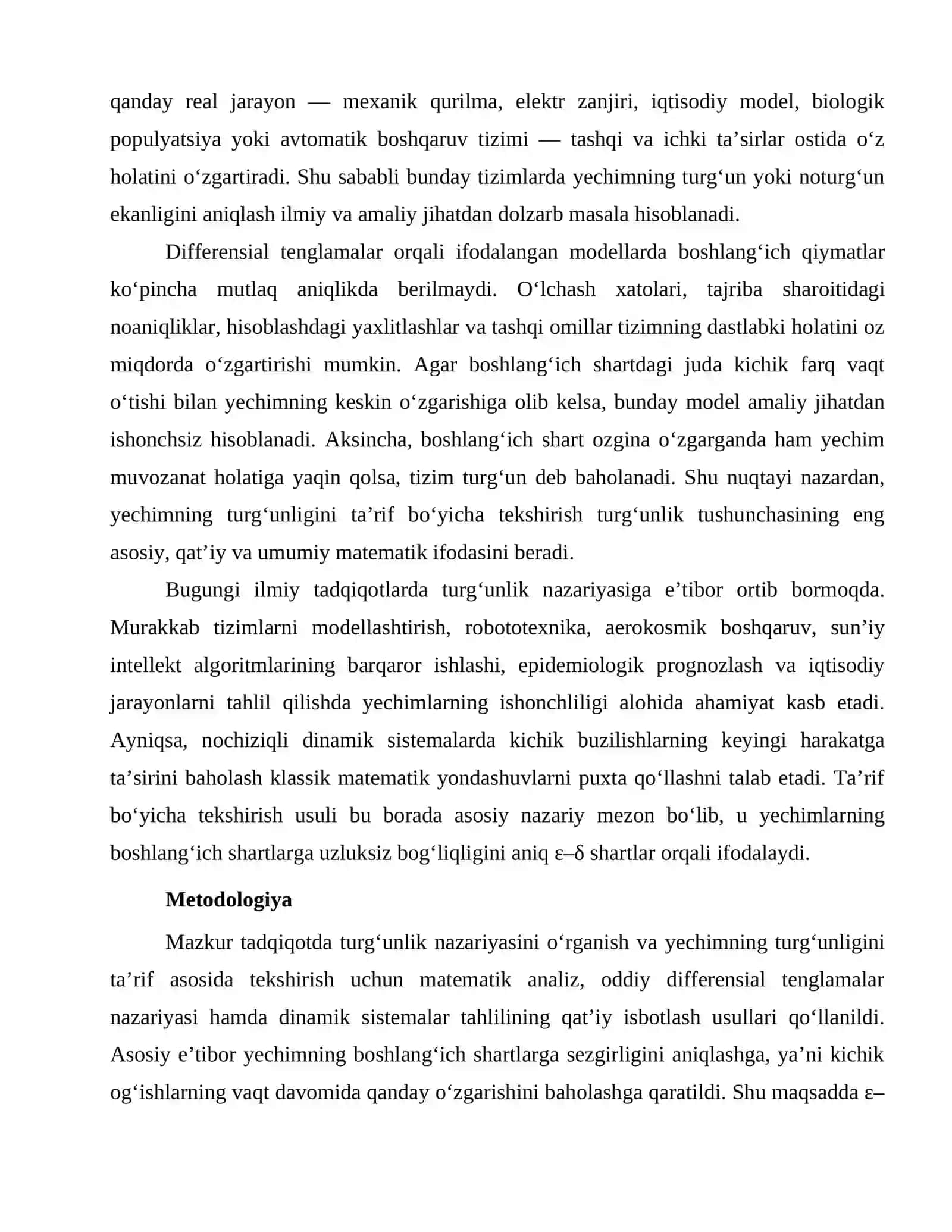 TURG‘UNLIK NAZARIYASI: YECHIMNING TURG‘UNLIGINI TA’RIF BO‘YICHA TEKSHIRISH 3