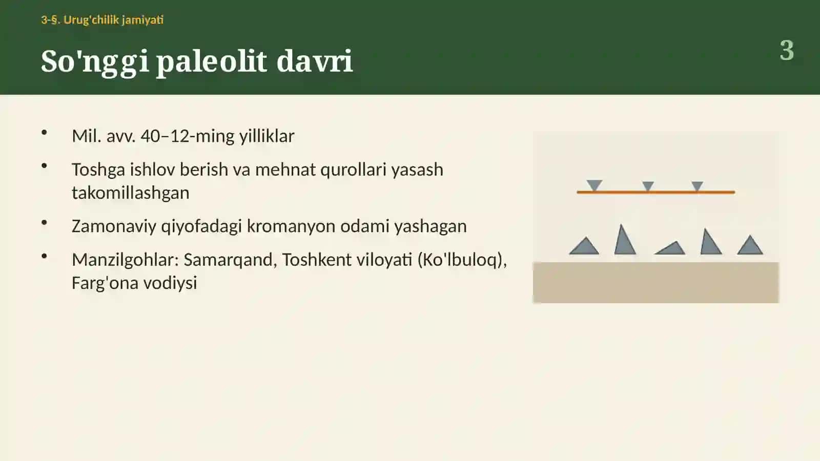 Urug'chilik jamiyati: so'nggi paleolit, mezolit va neolit (3-§, 6-sinf, 13 slayd) 3