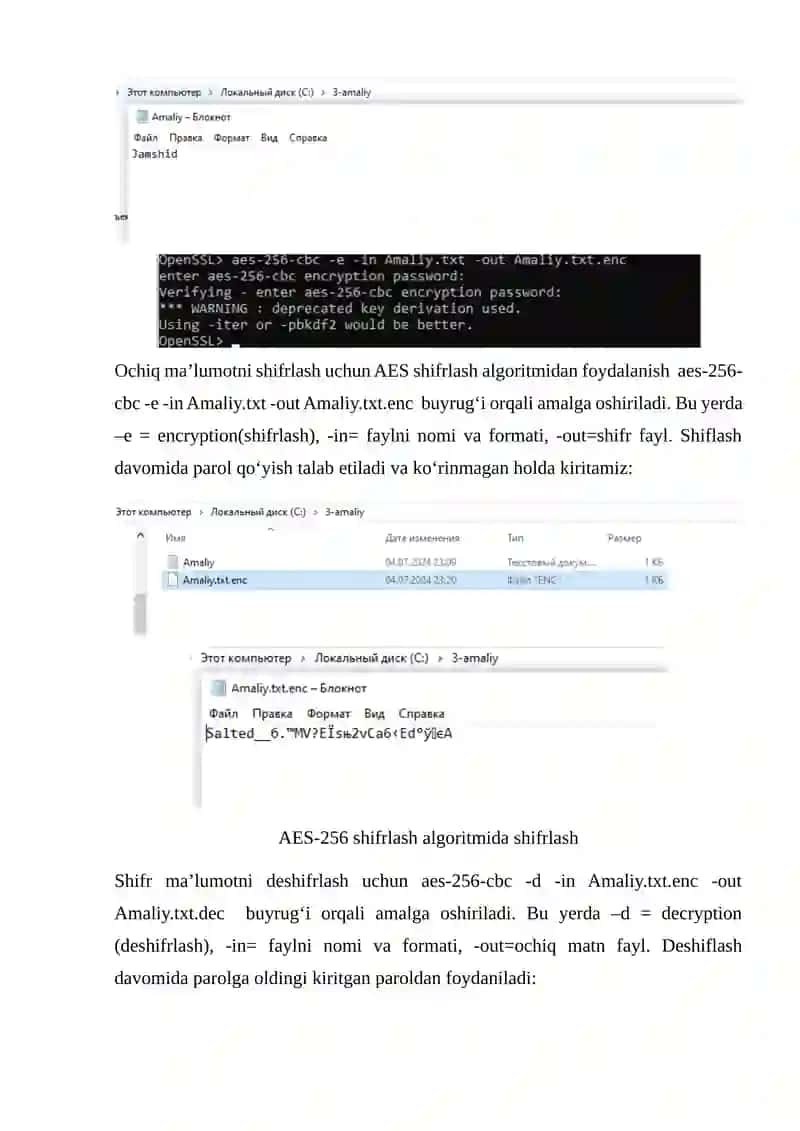 OpenSSL kutubxonasidan foydalanish holda bloki shifrlar yordamida ma'lumotlarni shifrlash 3