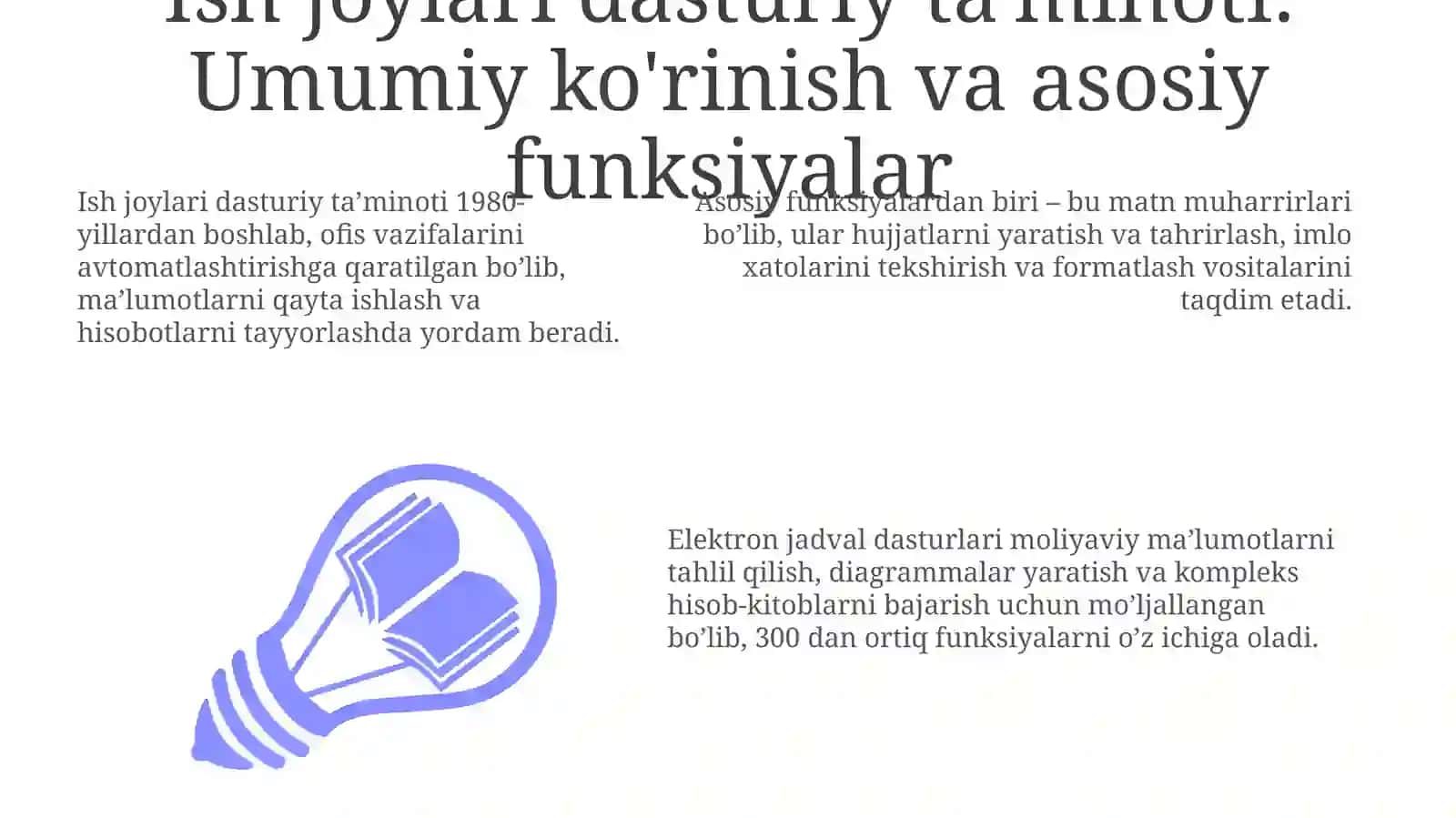 Ish joylari dasturiy ta'minoti: Umumiy ko'rinish va asosiy funktsiyalari 3